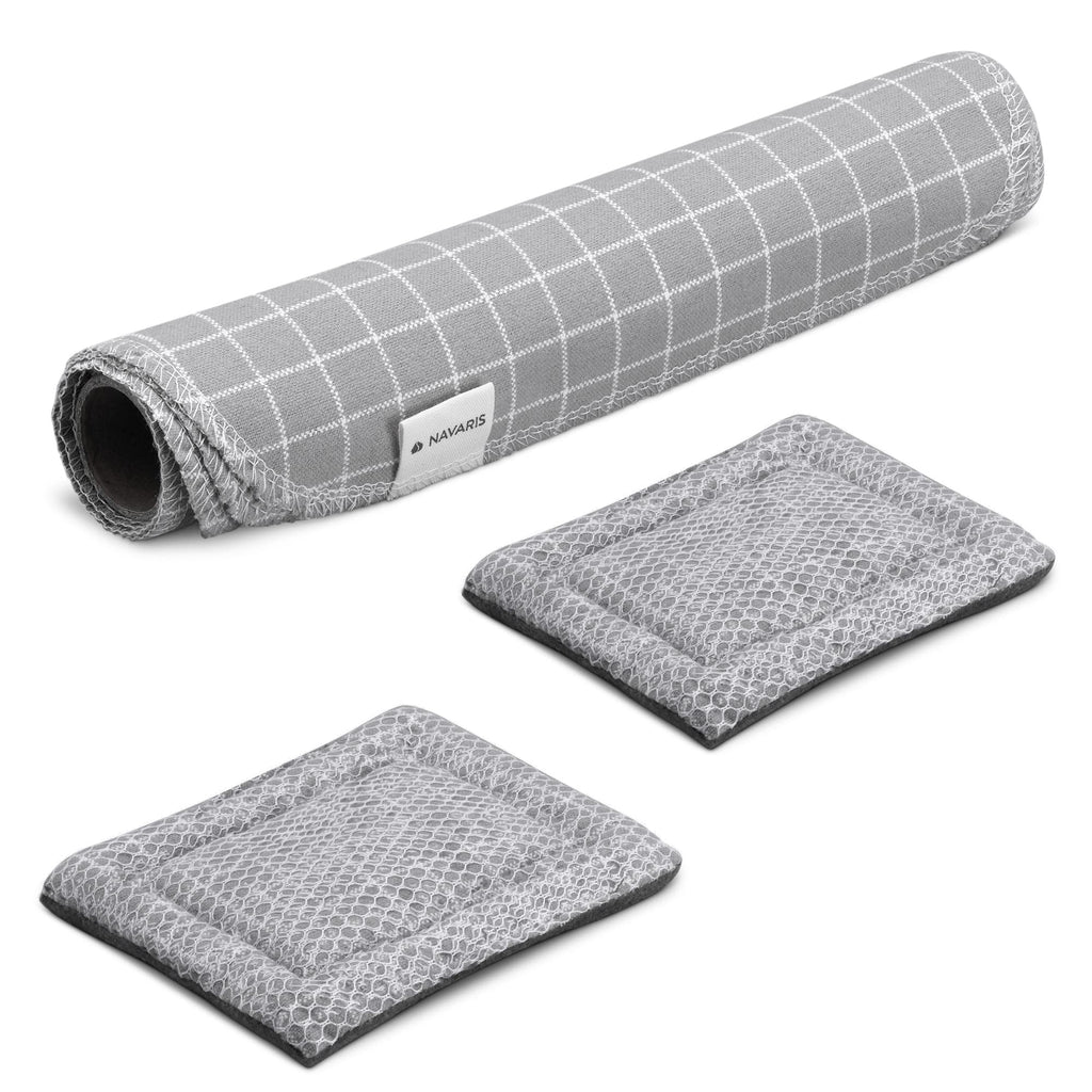 [Australia - AusPower] - Navaris Reusable Paper Towels (Set of 10 Towels + 2 Sponges) - 10x10" Washable Kitchen Towel Paperless Cloth Made of 100% Cotton - Gray/Check Pattern 