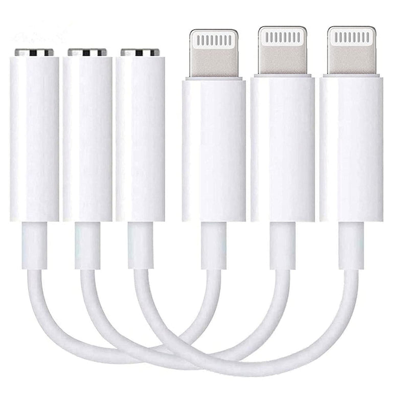 [Australia - AusPower] - 3 Pack Lightning to 3.5 mm Headphone Jack Adapter, [Apple MFi Certified] iPhone 3.5mm Jack Aux Dongle Adapter Converter Cable Compatible with iPhone 12 11 SE 2020 XR XS X 8 7 iPad, Support iOS 14 White 