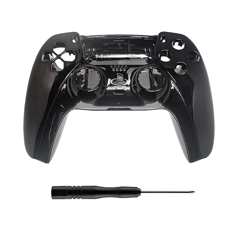 [Australia - AusPower] - Replacement Shell for PS5 Controller, DIY Custom Faceplate Skin Cover Hard Shockproof Protective Case Black Face Plates Decoration Gaming Accessories for Playstation 5 Dualsense -Electroplating Black Electroplating Black 