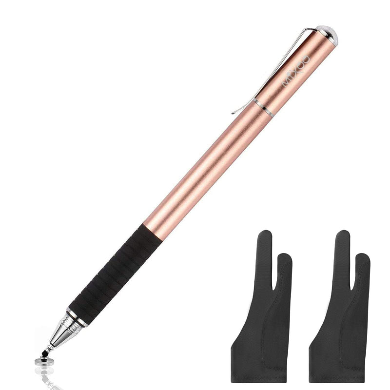 [Australia - AusPower] - Mixoo Universal Stylus Pen Disc & Fiber Tip 2 in 1 with Palm Rejection Artist Gloves for Drawing Tablet and Touch Screens Devices 