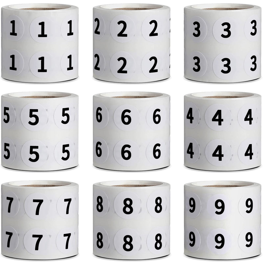 [Australia - AusPower] - 4500 Pieces 9 Rolls Circle Number Sticker 1-9 Warehouse Organization Inventory Stickers 1/2 Inch Self-Adhesive Number Labels 