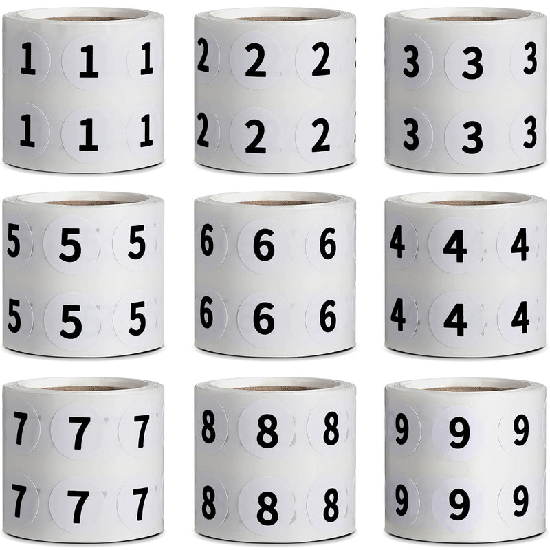 [Australia - AusPower] - 4500 Pieces 9 Rolls Circle Number Sticker 1-9 Warehouse Organization Inventory Stickers 1/2 Inch Self-Adhesive Number Labels 