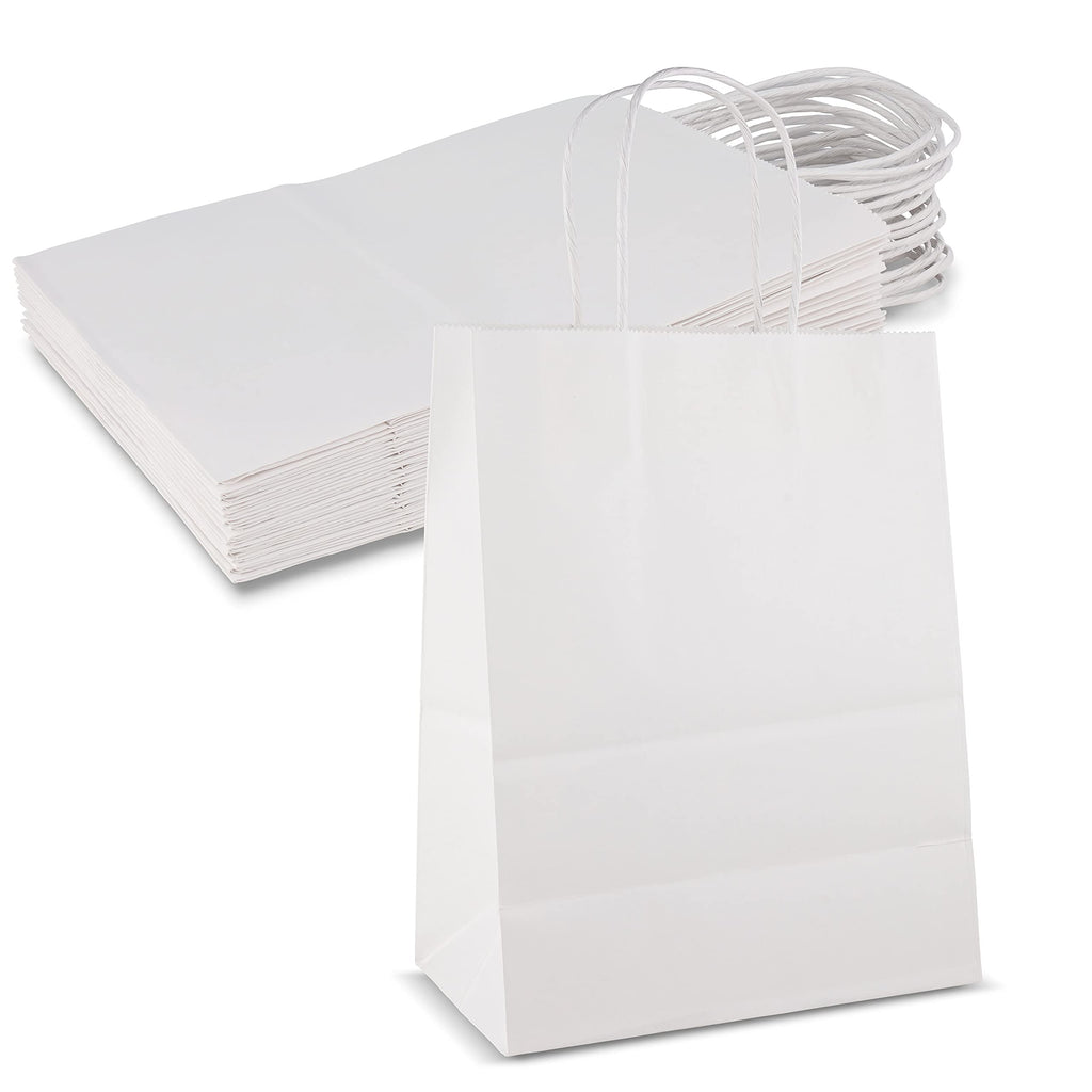 [Australia - AusPower] - Strong and Durable Kraft White Paper Shopping or Takeout Bag with Handles Size 10 in x 5 in x 13 in by MT Products (15 Pieces) 