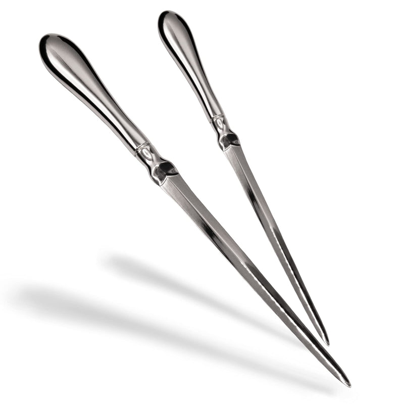 [Australia - AusPower] - Uncommon Desks Silver Letter Opener Knife - Smooth Metal Plated Envelope Opener - Ergonomic Rounded Handle for Comfort - Home and Office Mail Supplies - 2 Pack 
