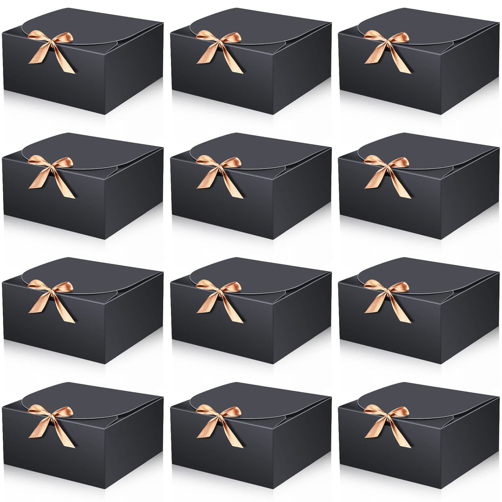 [Australia - AusPower] - 12 Pcs Gift Boxes with Lids 8 x 8 x 4 Inch Bridesmaid Proposal Box Black Gift Boxes for Presents for Wedding Gift Birthday Christmas Packaging Chocolate Cupcake Crafting (Black) 