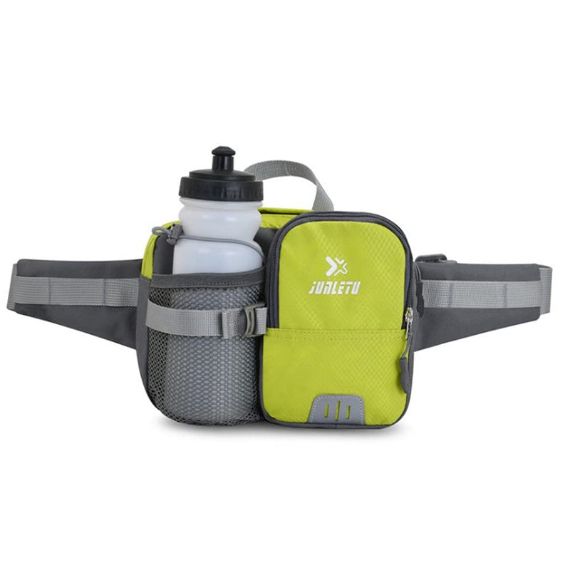 [Australia - AusPower] - Clape Fanny Pack with Water Bottle Holder Hiking Multipurpose Waterproof Waist Bag for Men Women Kids Walking Running Hiking Climbing fit for iPhone iPod Samsung Phones (Bottle Not Included) OT02-Green 