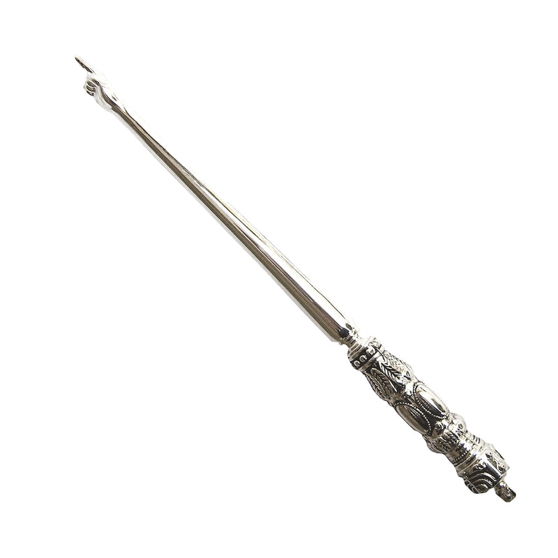 [Australia - AusPower] - MASORET Modern Nickel Yad Torah Pointer: Fine, Elegant Carved Handle with Hand with Extended Finger Pointed; Protects Jewish Israelis Scrolls, 9.8 Inch Torah Pointer 1 