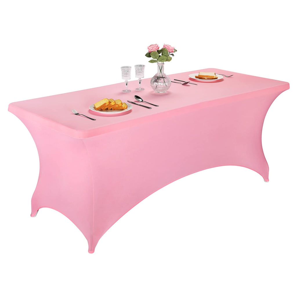 [Australia - AusPower] - FORLIFE Spandex Table Covers 6ft，Fitted Tablecloth for 6ft Rectangular Tables, Stretch Patio Table Covers, Universal Spandex Table Cover for Wedding, Banquet, Party (6ft, Pink) 