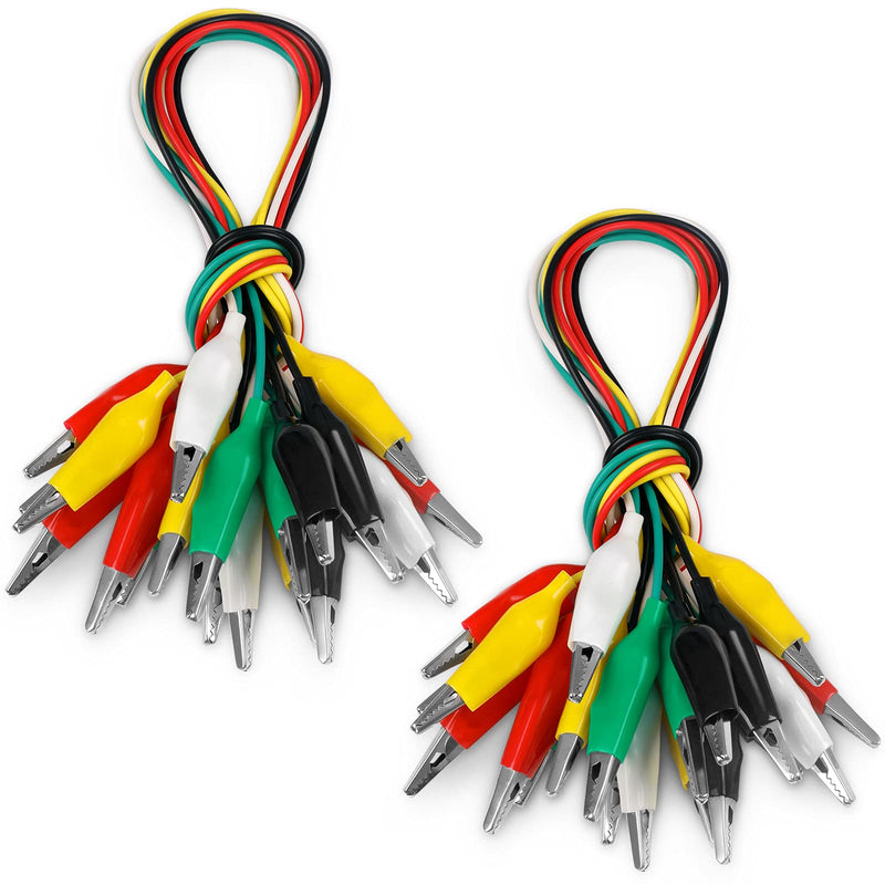 [Australia - AusPower] - 20 PCS Alligator Clips Electrical, 5-Color 21.5inch Test Leads with Alligator Clips, Stamping Jumper Wires for Electrical Testing, Circuit Connection, Experiment 