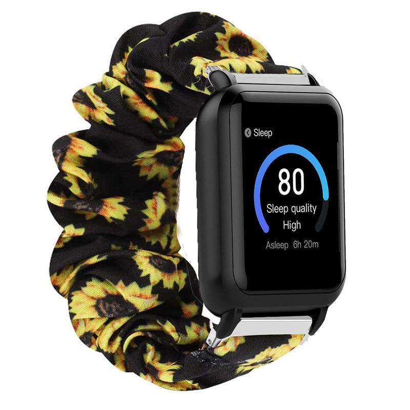 [Australia - AusPower] - Compatible for 3Plus Vibe Plus Band, Lamshaw Fabric Elastic Scrunchie Elastic Women Cute Replacement Straps Compatible for 3Plus Vibe Plus / Vibe + / Vibe Lite / Vibe Pro Smartwatch (Sunflower) Sunflower 
