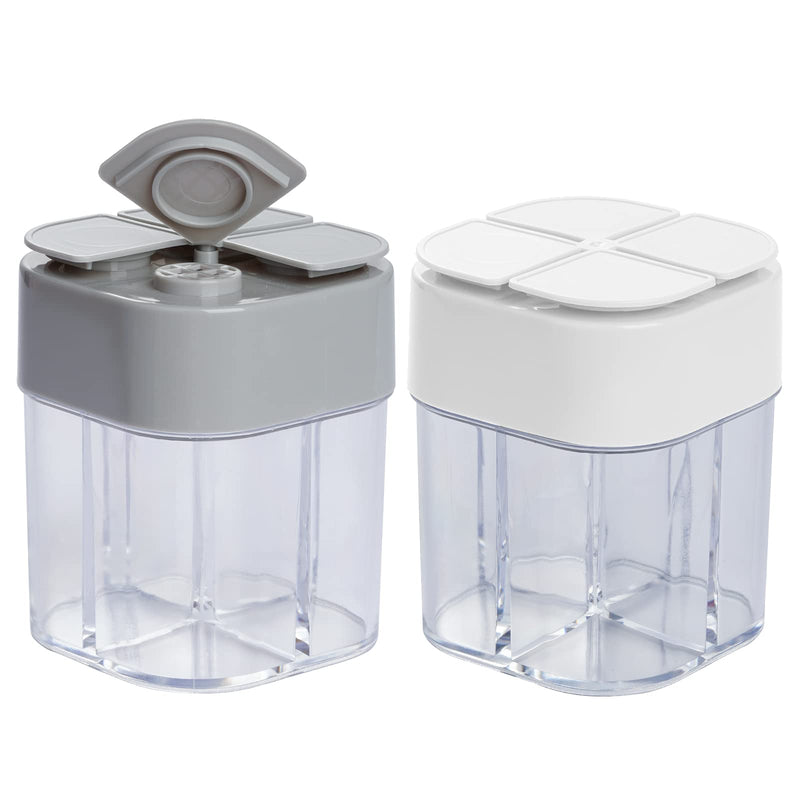 [Australia - AusPower] - Miayon 2 Pack 4 in 1 Spice Container Salt and Pepper Shaker Transparent Seasoning Shaker Can Filter lumps Spice Jars for Home Restaurant Camping Travel Cooking BBQ 