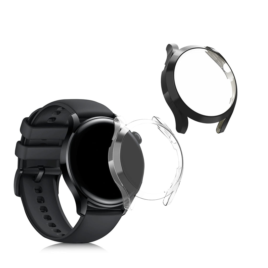 [Australia - AusPower] - kwmobile Case Compatible with Huawei Watch 3 (Set of 2) - Smart Watch/Fitness Tracker Cover - Black/Transparent black / transparent 