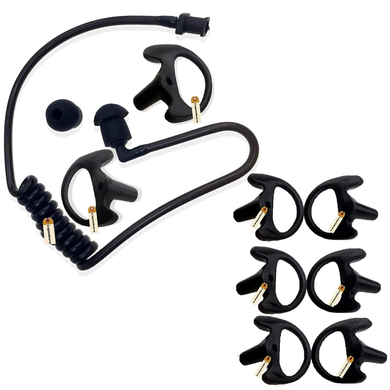 [Australia - AusPower] - Lsgoodcare Silicone Replacement Earplug Ear Mold Ear Buds Medium Black Left and Right &Acoustic Tube Replace for Two-Way Radio Headset Air Acoustic Earpiece Headset Walkie Talkie Earpiece 