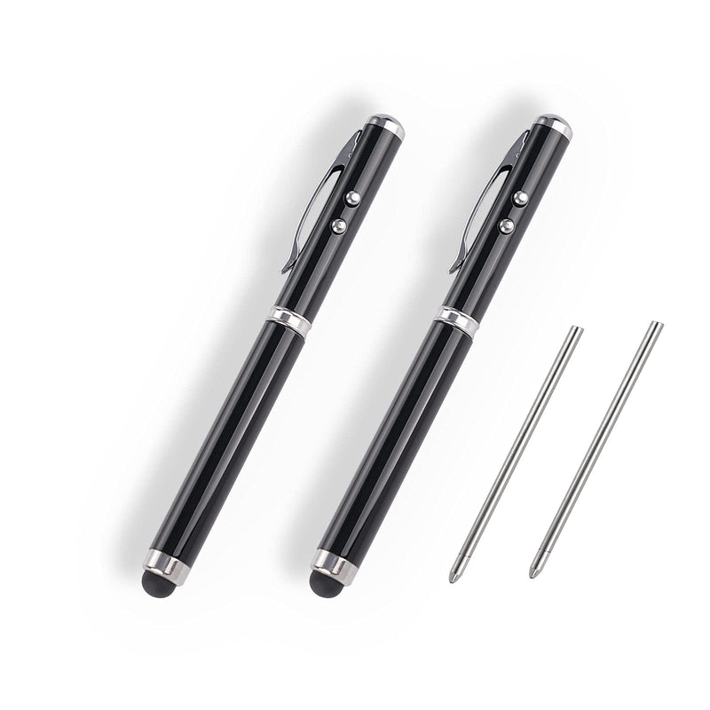 [Australia - AusPower] - Metal multi-function pen, touch screen stylus, flashlight with white light, infrared, creative Christmas and birthday gifts (2 Black) 2 black 