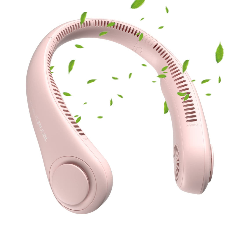 [Australia - AusPower] - Neck Fan JISULIFE, Personal Wearable Fan, Portable Bladeless Fan, 3 Speeds Rechargeable, Battery Operated Neck Fan for Men Women 2022 Version--Pink Pink 