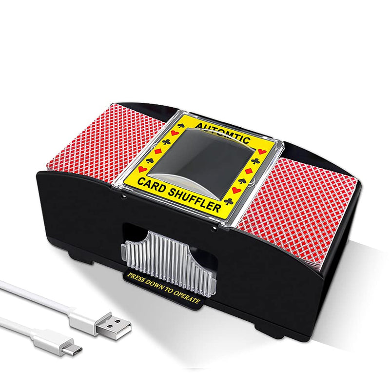 [Australia - AusPower] - Ni-SHEN Automatic Card Shuffler USB/Battery Operated Electric Shuffler for Family Party Poker/Blackjack/UNO 1-2 Deck Card Shuffler 