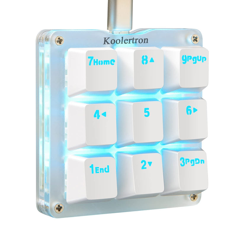 [Australia - AusPower] - Koolertron One Handed Macro Mechanical Keyboard,Blue LED Backlit Portable Mini One-Handed Mechanical Gaming Keypad OSU! Keyboard 9 Fully Programmable Keys White/Red Switches/Blue LED 