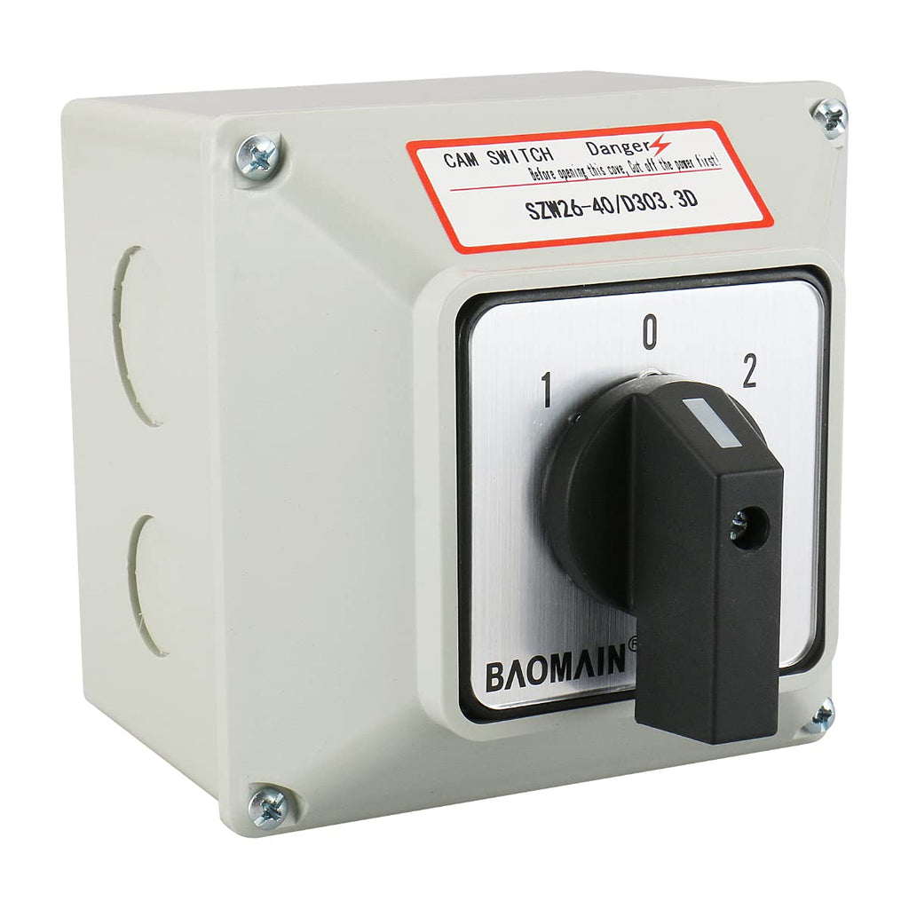 [Australia - AusPower] - Baomain Universal Rotary Changeover Switch SZW26-40/D303.3D with Master Switch Exterior Box 660V 40A 12 Position 3 Phase 