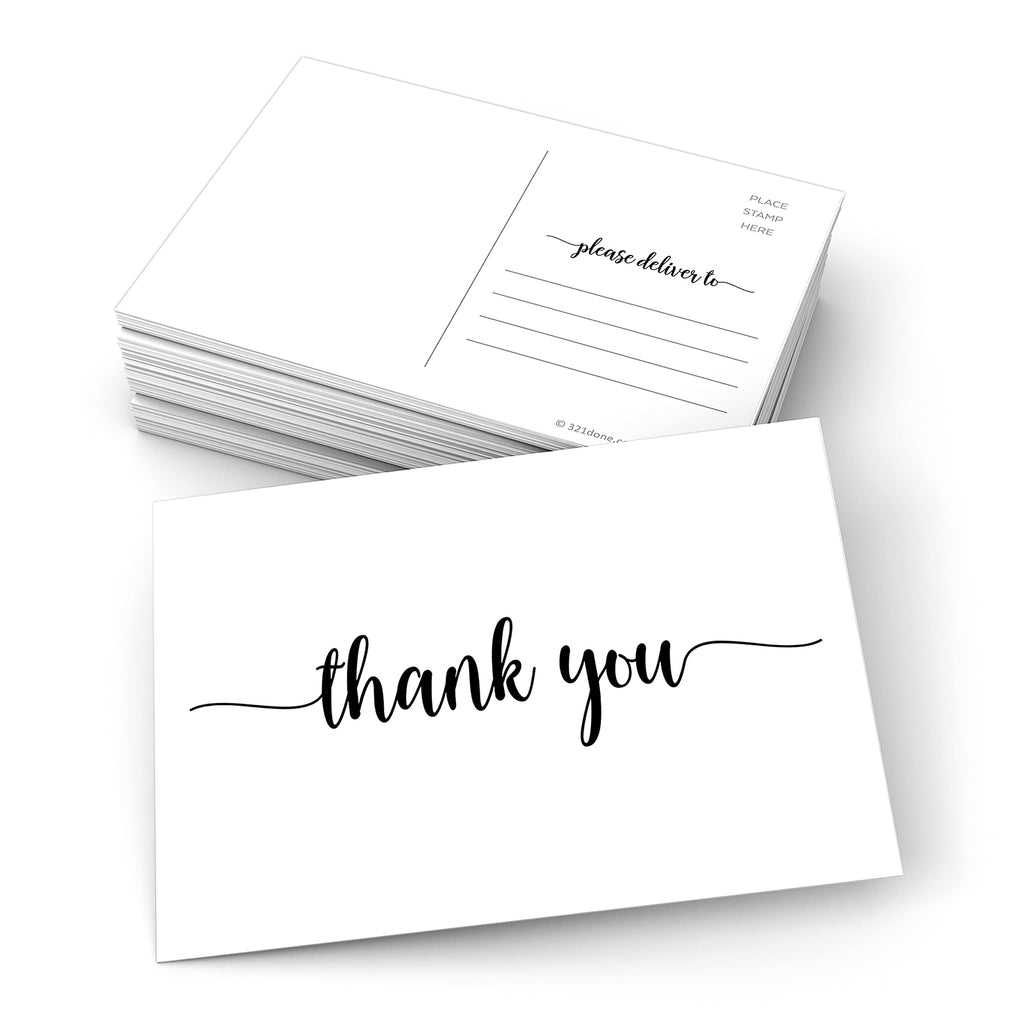 [Australia - AusPower] - 321Done Thank You Postcards 3.5" x 5" - White (50 Cards) - Simple Post Card Thank You Cards for Wedding, Bridal, Baby Shower, Graduation, All Occasion - Meets USPS Mailing Requirements - Made in USA Medium (3.5" x 5") 