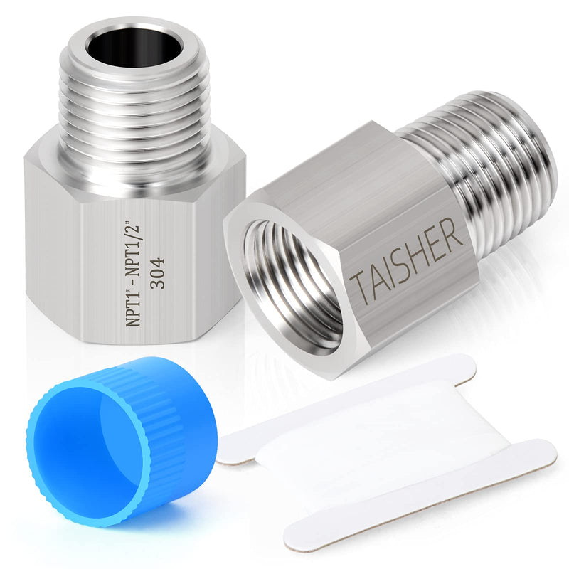 [Australia - AusPower] - TAISHER 2PCS Forging of 304 Stainless Steel Pipe Fitting, Reducer Adapter, 1/2-Inch Male Pipe x 1-Inch Female Pipe 1" FNPT x 1/2" MNPT 2 