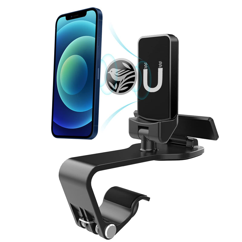 [Australia - AusPower] - FYY Car Phone Mount, Cell Phone Car Holder Compatible for 4-7 inch Smartphone with Thick Case[360°Rotation][Spring Clip] Car Mount with Parking Card [Strong Magnetic Holder] for Dashboard, Sun Visor Black 