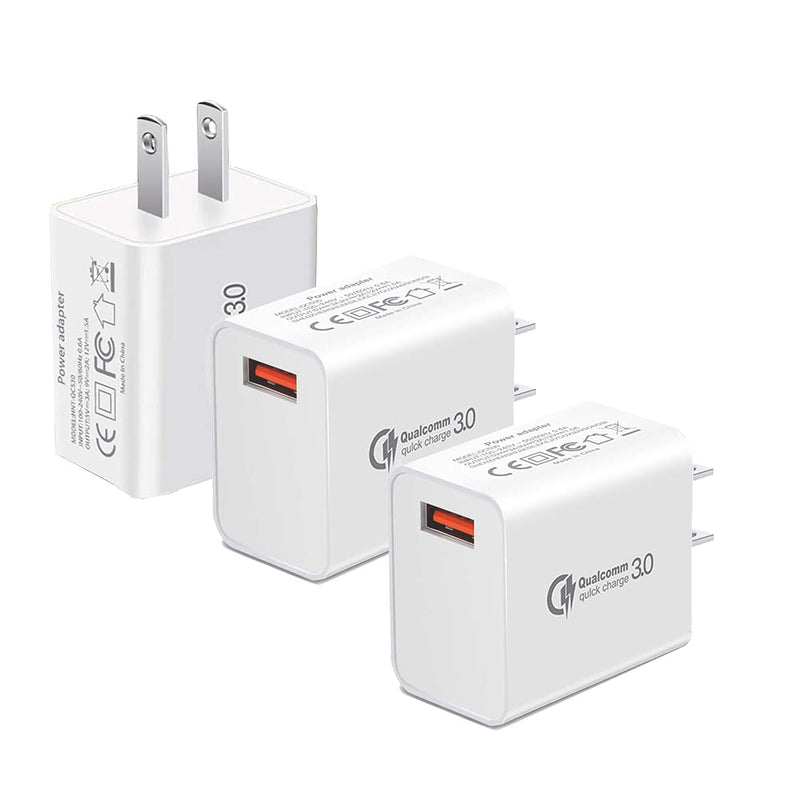 [Australia - AusPower] - USB Wall Charger,18W Quick Charge 3.0 Wall Charger,QC 3.0 Power Adapter Fast Charging Block Compatible Wireless Charger Compatible with Samsung Galaxy S10 S9 S8 Plus S7 S6 Edge Note 9,Kindle (3-Pack) White 