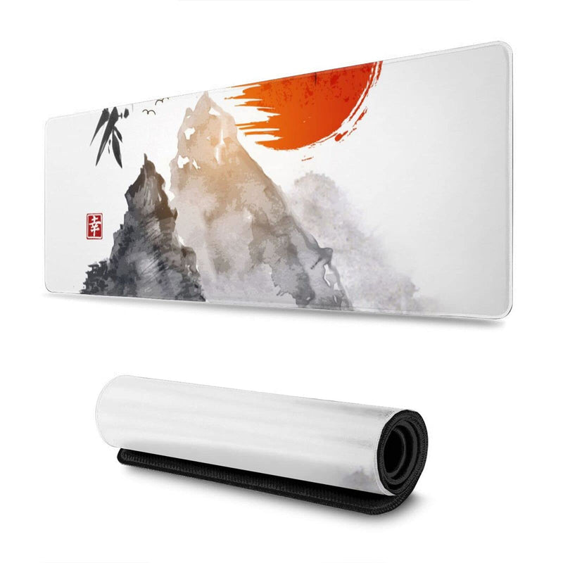 [Australia - AusPower] - Japanese Bamboo Sun Ink Gaming Mouse Pad Large XL Desk Mat Long Extended Pads Big Mousepad Keyboard Home Office Decor Accessories for Computer Pc Laptop Japanese Painting 