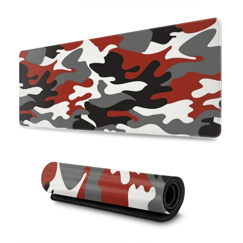 [Australia - AusPower] - White Black Red Camo Gaming Mouse Pad Large XL Long Extended Pads Big Mousepad Keyboard Mouse Mat Desk Pad Home Office Decor Accessories for Computer Pc Laptop White Black Red Camo 