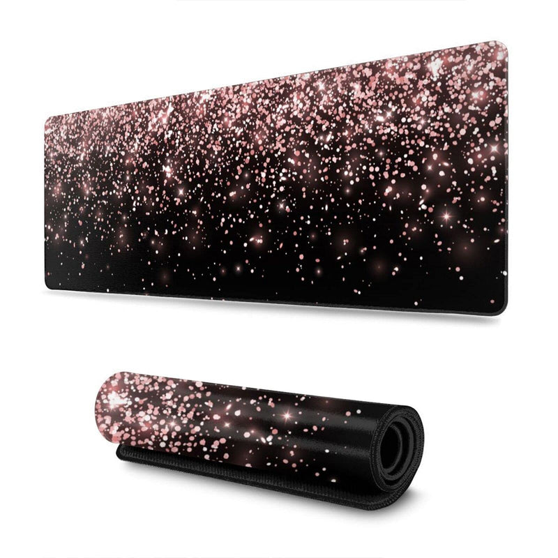 [Australia - AusPower] - Rose Gold Glitter Black Gaming Mouse Pad Large XL Long Extended Pads Big Mousepad Keyboard Mouse Mat Desk Pad Home Office Decor Accessories for Computer Pc Laptop Rose Gold Glitter Black 