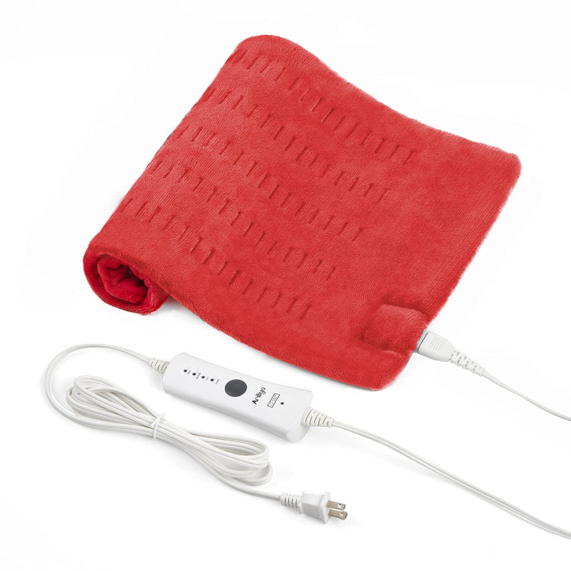 [Australia - AusPower] - Heating Pad for Back Pain Relief, with 4 Heat Settings 2h Auto-Off, 12 x 24" Heated Pad for Neck and Shoulders ,Machine Washable Red Red-red 