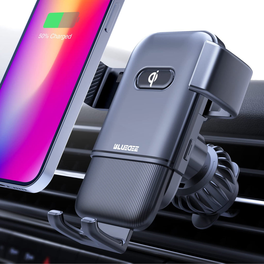 [Australia - AusPower] - Wireless Car Charger, Fast Charging Auto Clamping Car Phone Holder Mount, 15W Qi Wireless Car Charger Air Vent Phone Holder for All Qi-Enabled Phones, iPhone/Samsung/Pixel/LG, with 38W Car Charger 