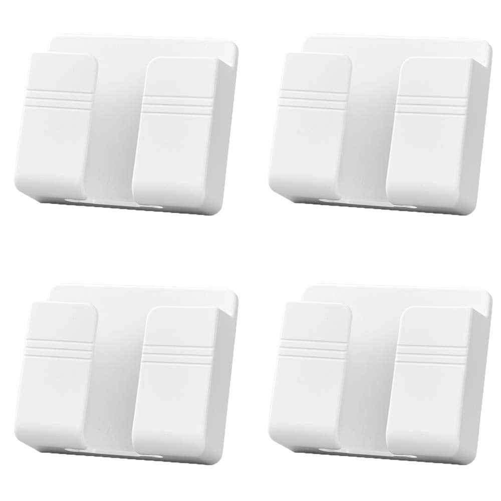[Australia - AusPower] - MichPong Phone Wall Mount,4PCS Wall Phone Holder with Adhesive, Phone Charger Stand, Damage-Free Charging Dock, Remote Control Storage Box for Bedroom, Kitchen, Bathroom, Office and More 