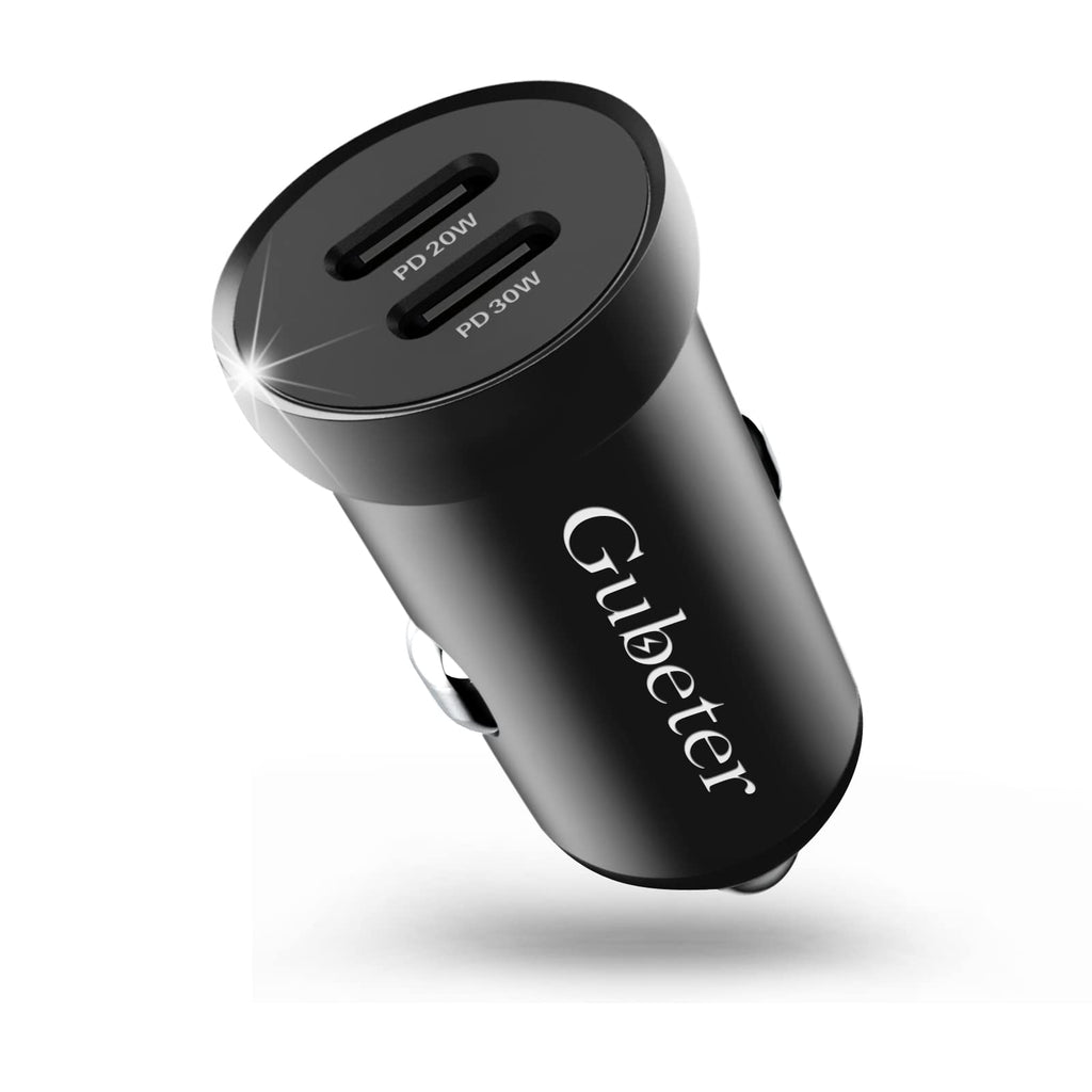 [Australia - AusPower] - USB C Car Charger 50W Adapter - PD 3.0 Dual Port USB C Car Charger Fast Charging for iPhone 13/iPad Pro, Type C Car Charger PPS Rapid Charger for iPhone 12/12 Pro/11 Max Mini, Galaxy S21/S20/S10-Black Black 