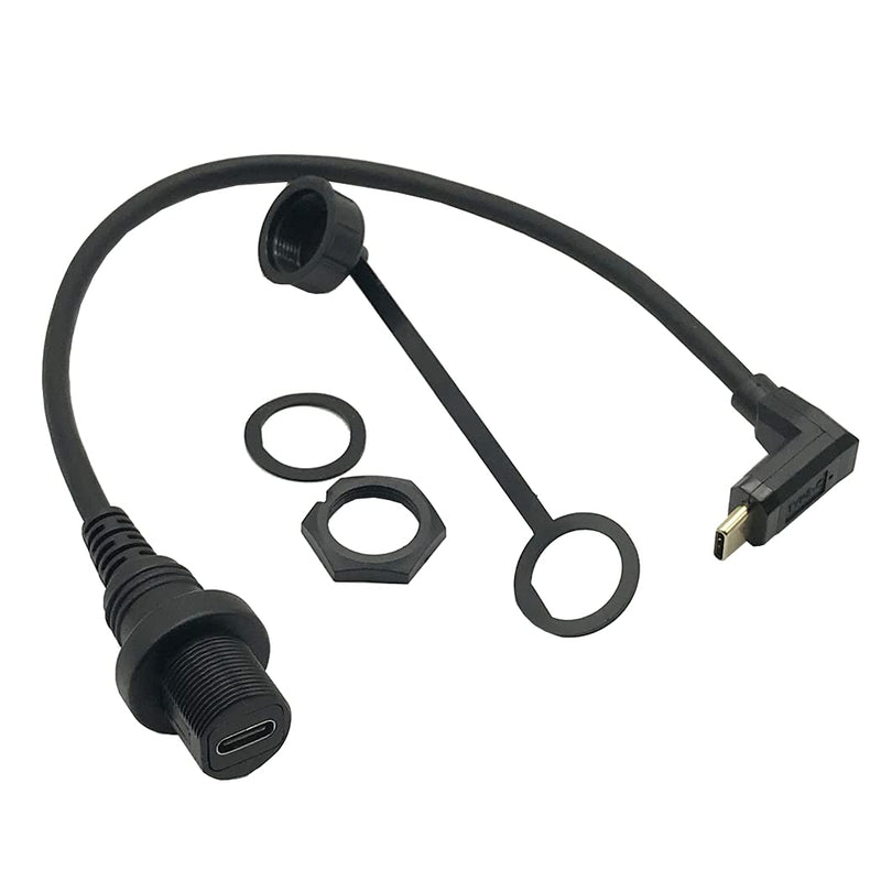 [Australia - AusPower] - Seadream Angled Type C 3.0 Car Mount Flush Cable; Angled Type C 3.0 Male to Female Waterproof Extension for Car Truck Boat Motorcycle Dashboard Panel (30cm up/Down Angled) 30cm up/down angled 