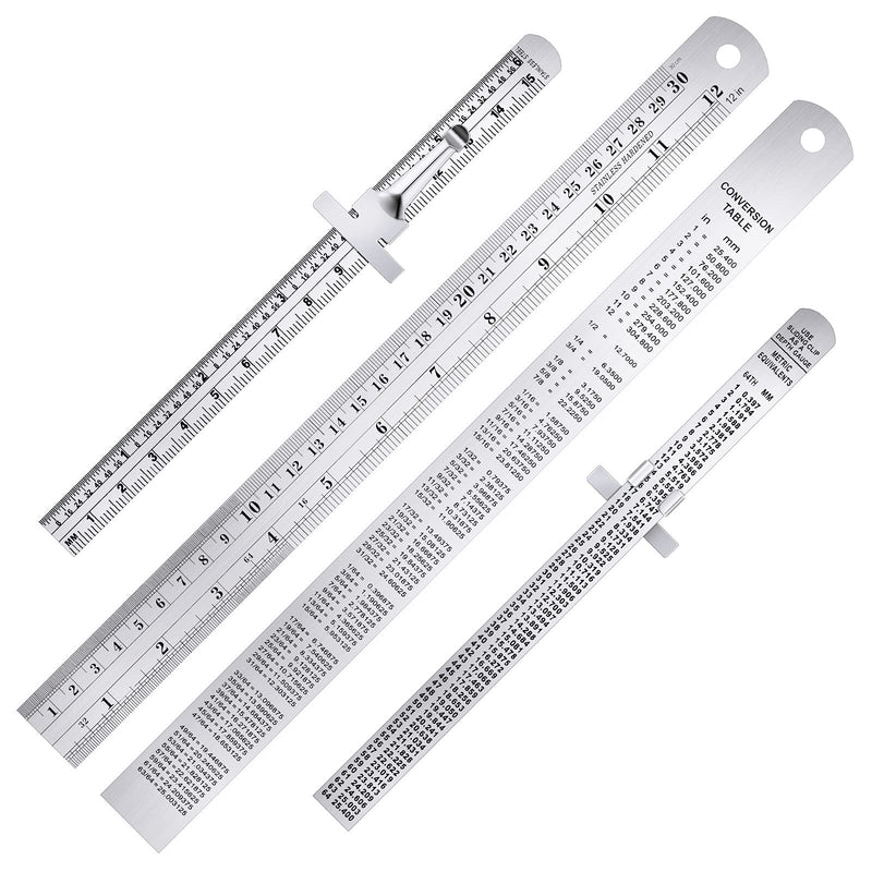 [Australia - AusPower] - Pocket Ruler 6 Inch and 12 Inch Metal Rulers with Inch and Metric Graduation Stainless Steel Precision Ruler Measuring Tool for Engineering, School, Office 