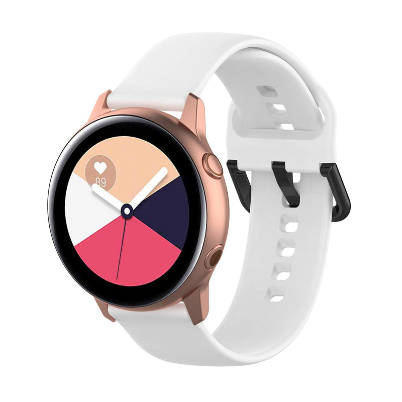 [Australia - AusPower] - HOMTERN 20mm Width Bands Compatible with SAMSUNG Galaxy Watch Active 2/Galaxy Watch 4 Classic And GARMIN Vivoactive 3/Vivomove,Silicone Flexible Durable L & S Set Straps for Women Man White 