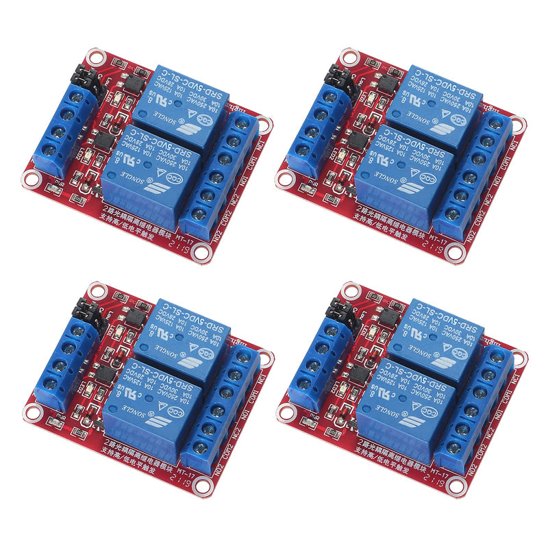 [Australia - AusPower] - AEDIKO 4pcs DC 5V Relay Module 2 Channel Relay Board with Optocoupler Support High or Low Level Trigger 2 Channel - 5V 