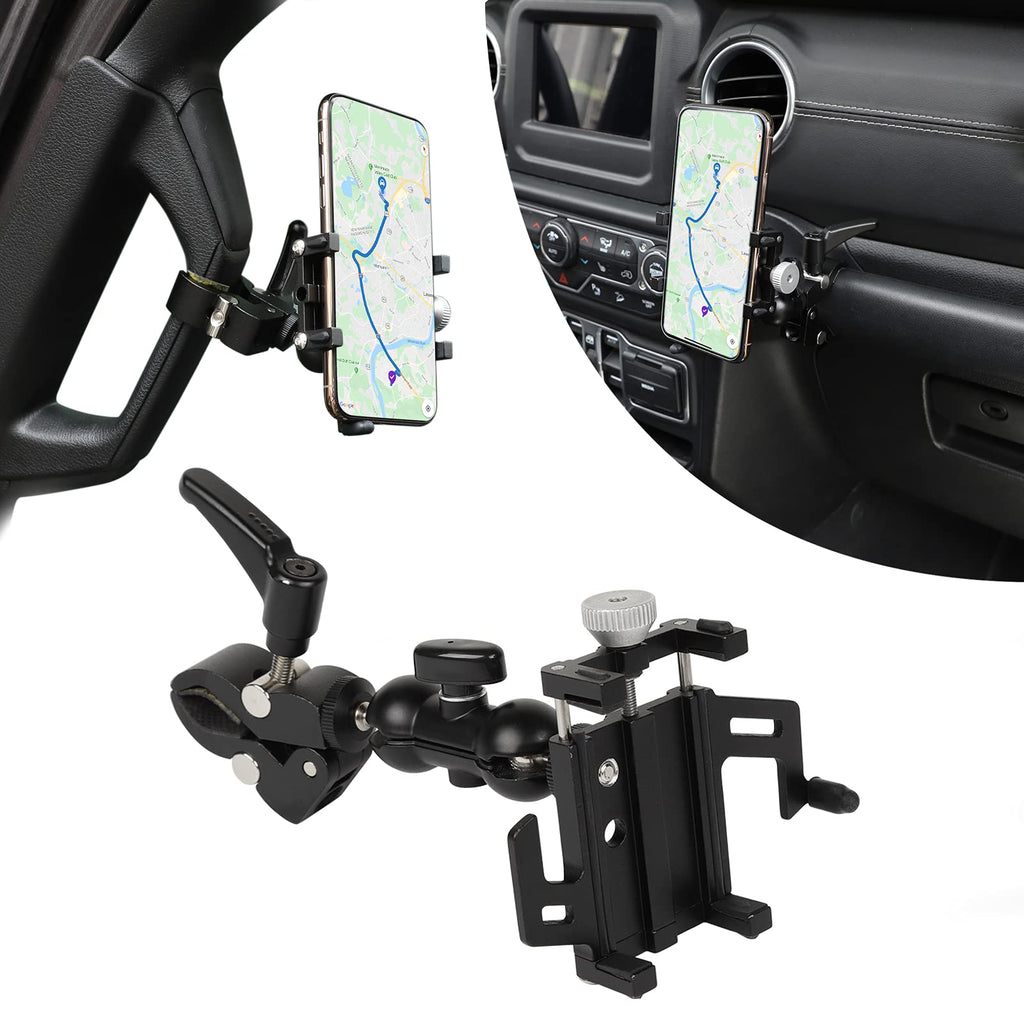 [Australia - AusPower] - Hoolcar Universal Cell Phone Holder Car A-Pillar Adjustable Anti-Shake Stabilizer Phone Mount for 2007-2021 Jeep Wrangler JK JKU JL JLU JT, Ford 150, Black 