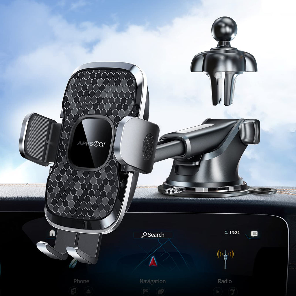 [Australia - AusPower] - APPS2Car Car Phone Holder Mount, Dashboard Phone Holder for Car, [Thick Case & Strong Suction Power] Cell Phone Holder for Windshield/Air Vent, Compatible with iPhone 13 12 Pro Max Mini, Samsung etc 