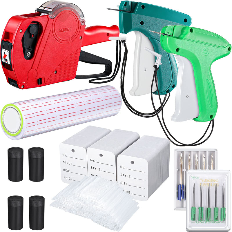 [Australia - AusPower] - 5117 Pieces Price Tag for Clothing Price Marking Labeler Clothes Garment Label Machine Pricing Attacher Applicator Plastic Fasteners Barb Ink Roller Tag Needle Price Label Sticker (Red, Green) Red, Green 