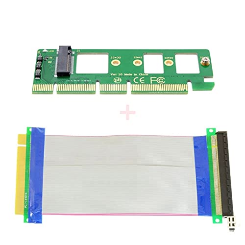 [Australia - AusPower] - NFHK NGFF M-Key NVME AHCI SSD to PCI-E 3.0 16x x16 Vertical Adapter with Cable Male to Female Extension 