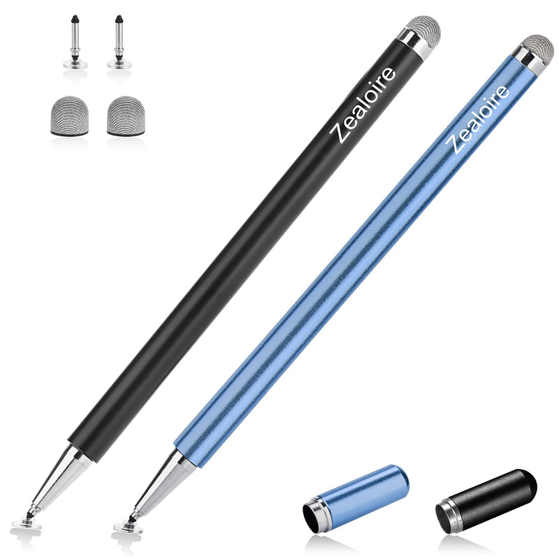 [Australia - AusPower] - Stylus Pen for ipad (2 Pcs), Zealoire Magnetic Disc Capacitive Stylus Pens Touch Screens for Apple/iPhone/Ipad Pro/Mini/Air/Android/Microsoft/Surface All Universal Touch Screens - Black/Blue 