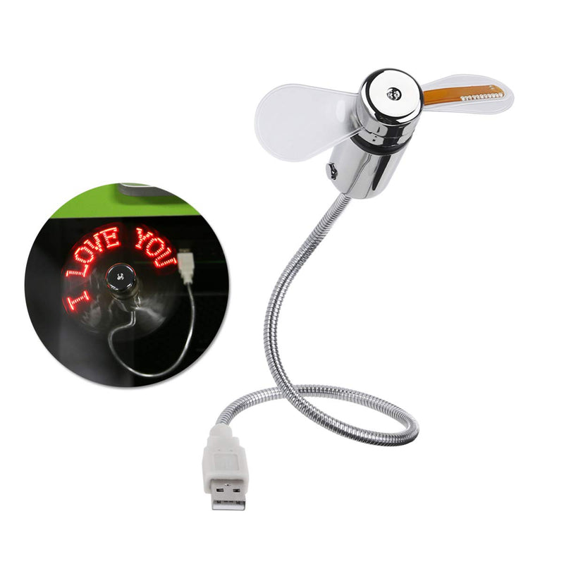 [Australia - AusPower] - POPETPOP USB Clock Fans, Mini USB Fan Programmable Edit LED Display Fan Portable Cooling Fan for Office Home 