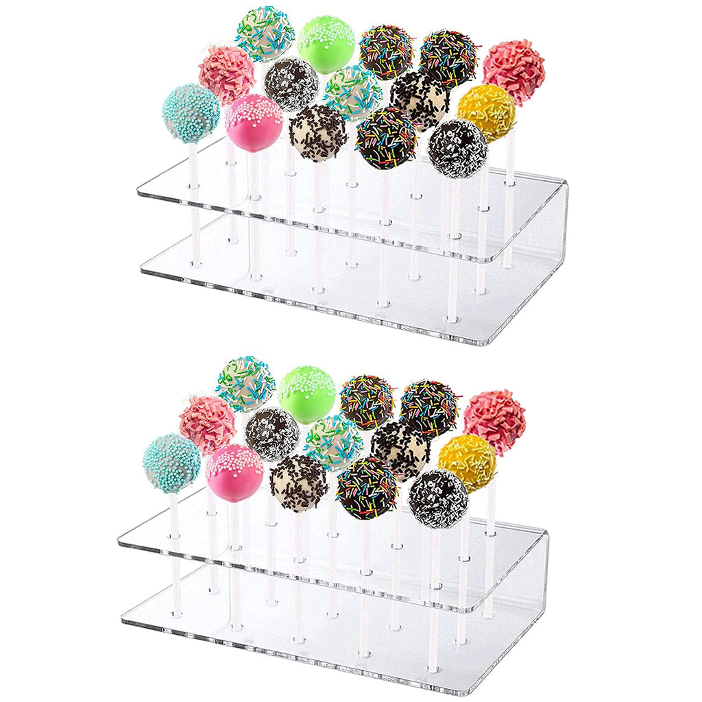 [Australia - AusPower] - Aongch 2 Packs Cake Pop Display Stand 15 Hole Clear Acrylic Cake Pop Stand Lollipop Stand Holder Display for Weddings Baby Showers Birthday Party Halloween Christmas Candy Decorative (2) 