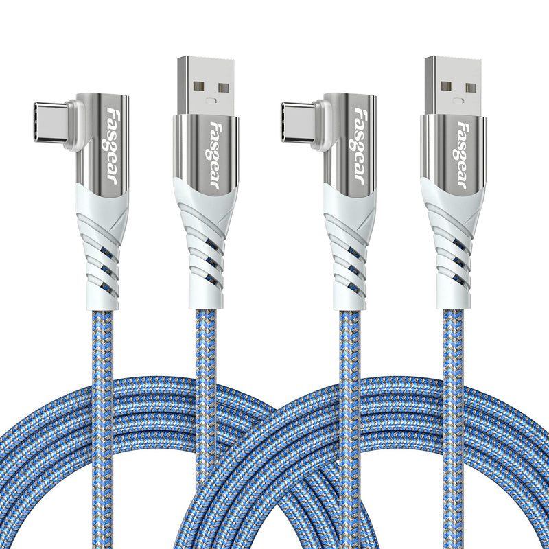 [Australia - AusPower] - USB C Cable Braided : Fasgear 2 Pack 6ft 3A Fast Charging Type C to USB A Quick Charger Phone Cord - Compatible for Galaxy A10e S21 Plus Note 20,Moto Z2 Play,LG V50 G8,Thinq,PS5 Controller, Blue 6 ft 2 Pack (Blue) 