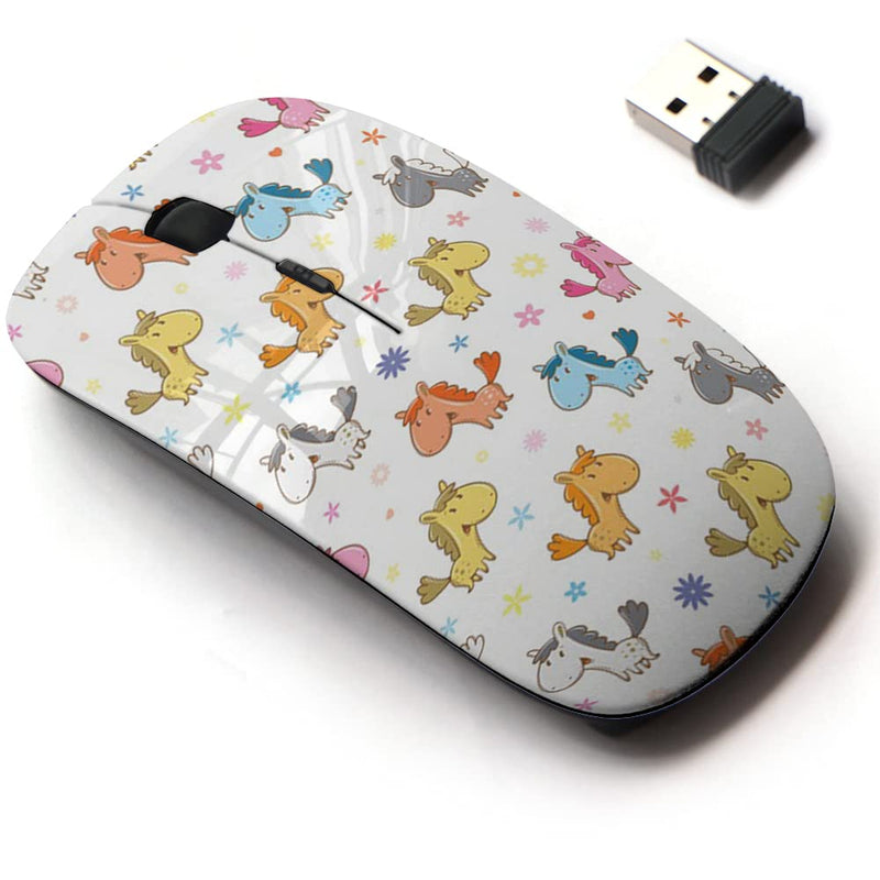 [Australia - AusPower] - 2.4G Wireless Mouse with Cute Pattern Design for All Laptops and Desktops with Nano Receiver - Cute Cartoon Horses 