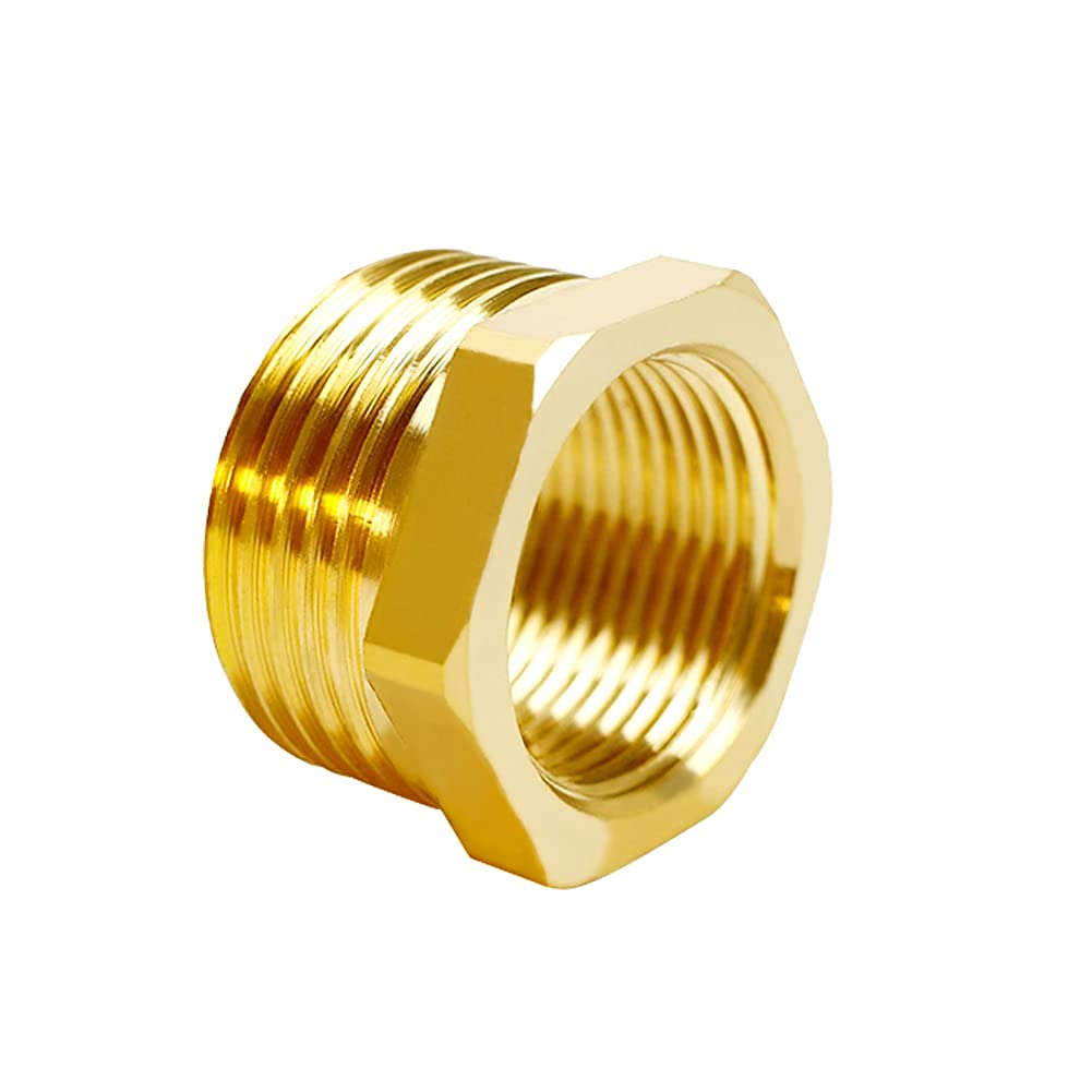 [Australia - AusPower] - Joywayus Brass Hex Bushing Reducer 1/2" G Female × 3/4" GHT Male Thread Reducing Garden Hose Cast Pipe Fitting Adapter 