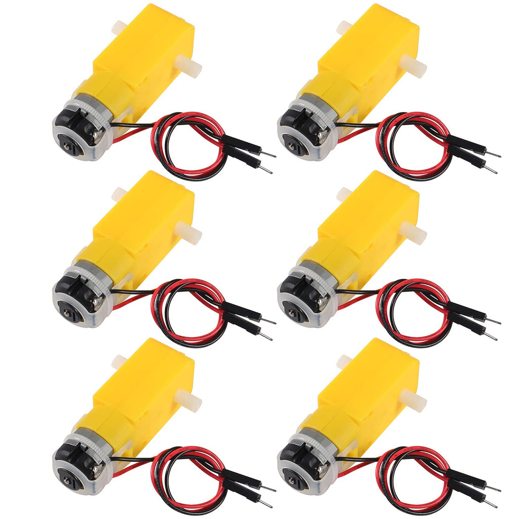 [Australia - AusPower] - Dorhea 6PCS DC Electric Gear Motor TT DC 3V-6V Prewired Gear Motor Dual Shaft Intelligent Car Chassis for DIY Smart Car Robot Aircraft Toys/Robotic Body/Four-Wheel Drive Toy Car 