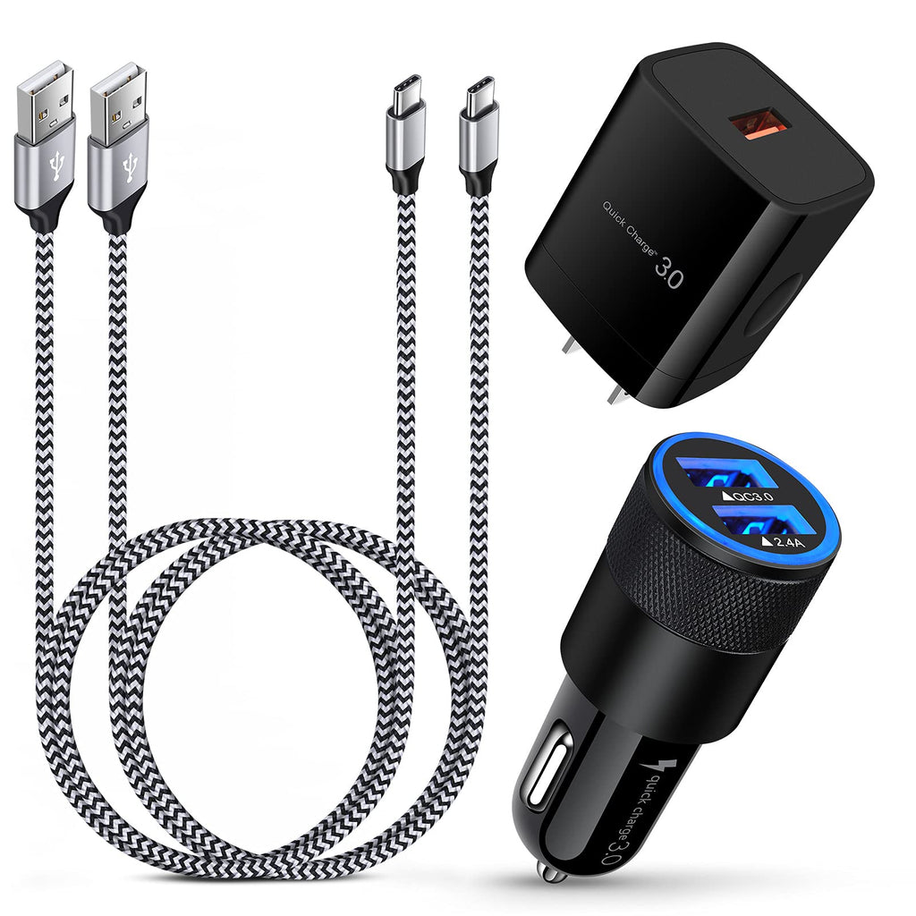 [Australia - AusPower] - Fast Charger Type C for Samsung Galaxy S21 Ultra/S21/S20/S20 FE/Note20/S10/S9/A51/A50/A71/A90 LG Moto Quick Charge 3.0 Adapter+Car Charger Fast Charger+6FT C Charger Fast Charging 2Pcs 