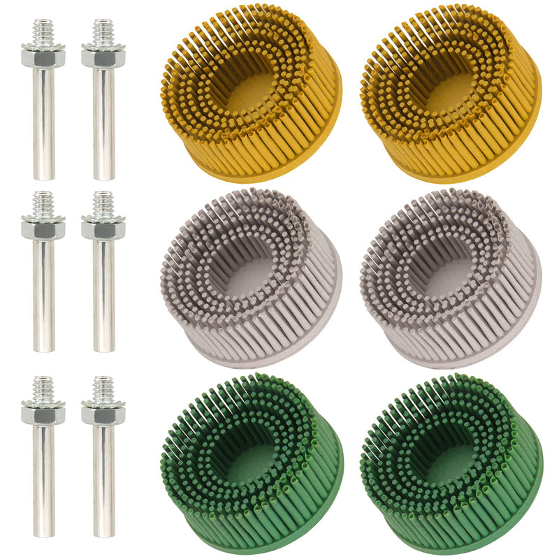 [Australia - AusPower] - 2 Inch Bristle Disc,6 Pieces Roloc Bristle Disc Grade - 120# 80# 50# Grit Abrasive Coating Removal Disc for Metal with 1/4 Inch Shank Attachment 